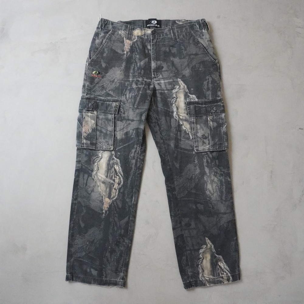 Vintage Mossy Oak Camo Cargo Pants Medium 32/34 Mens Grey Camouflage Outdoor